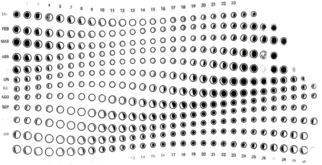 Calendario Lunar 2026 — Marea lunar (horizontal) — Claro — A4 (21x29,7cm) — Sin colgador magnético